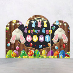 Lofaris Colorful Eggs Wooden Wall Easter Arch Backdrop Kit