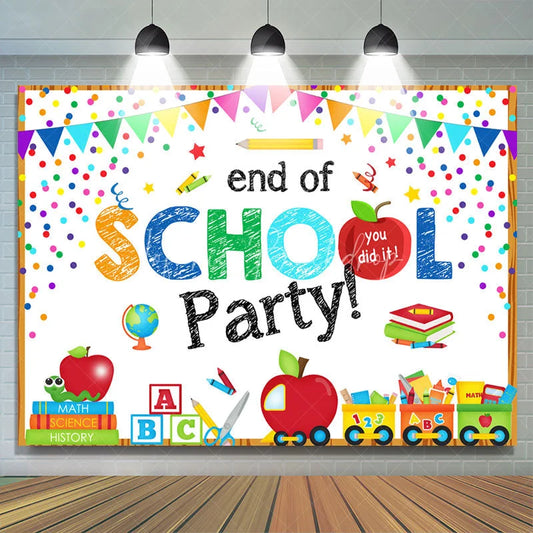 Lofaris Colorful Elements End Of School Party Decotation Backdrop