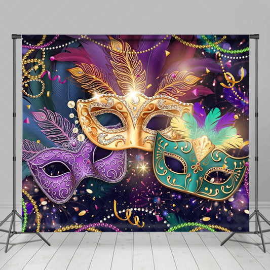 Lofaris Colorful Feather Exquisite Mask Masquerade Backdrop