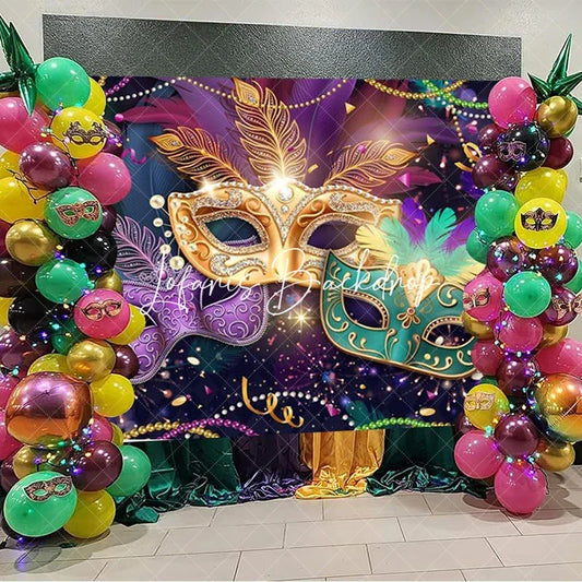 Lofaris Colorful Feather Exquisite Mask Masquerade Backdrop