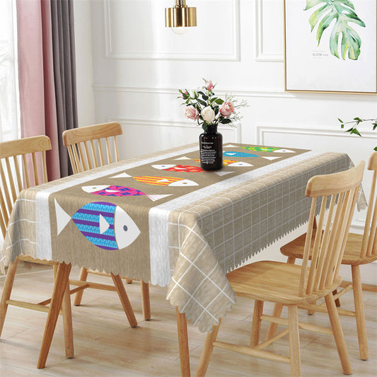 Lofaris Colorful Fish In Middle Rectangle Tablecloth