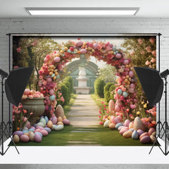 Lofaris Colorful Floral Arch Door Eggs Road Easter Backdrop