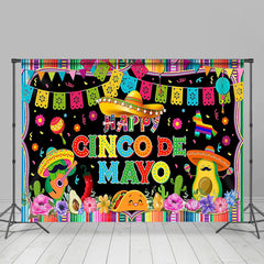 Lofaris Colorful Floral Carnival Happy Cinco De Mayo Backdrop