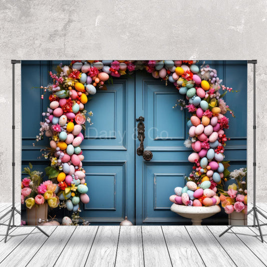 Lofaris Colorful Floral Egg Door Easter Backdrops For Photo