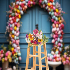 Lofaris Colorful Floral Egg Door Easter Backdrops For Photo