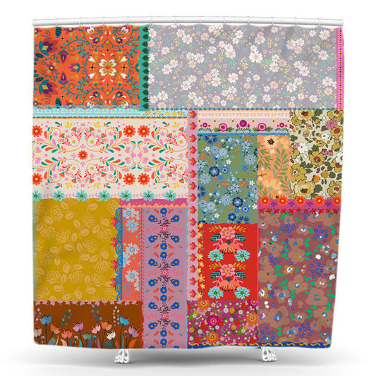 Lofaris Colorful Floral Pattern Drapery Bathtub Shower Curtain