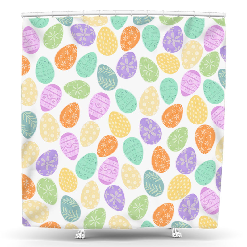 Lofaris Colorful Floral Pattern Easter Eggs Shower Curtain