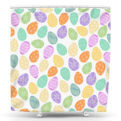Lofaris Colorful Floral Pattern Easter Eggs Shower Curtain