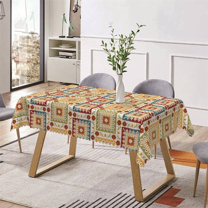 Lofaris Colorful Floral Patterns Rerto Rectangle Tablecloth