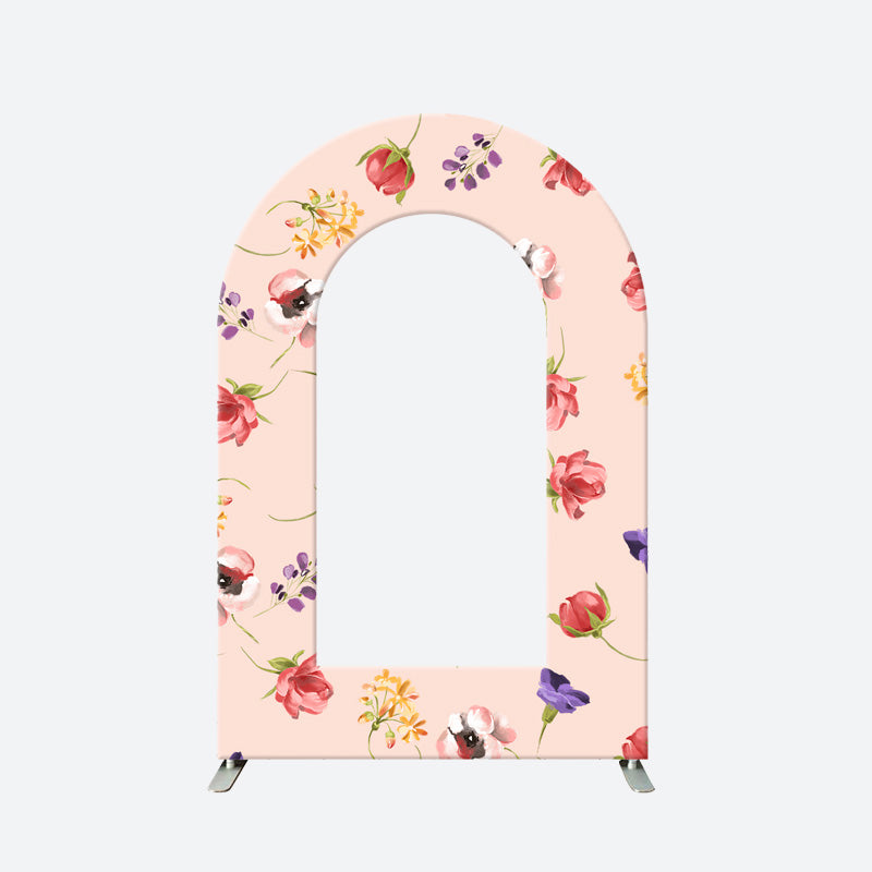 Lofaris Colorful Floral Pink Open Arch Backdrop For Party Decor