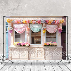 Lofaris Colorful Floral Store Window Curtain Photo Backdrop