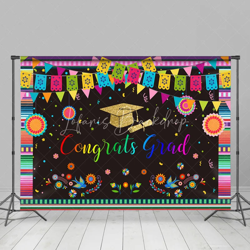 Lofaris Colorful Glitter Spring Themed Congratsgrad Backdrop