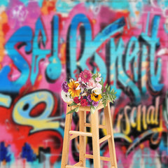 Lofaris Colorful Graffiti Brick Wall Photography Backdrop