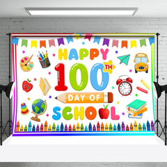 Lofaris Colorful Happy 100th Day Of School Party Backdrop