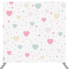 Lofaris Colorful Hearts And Dots Fabric Baby Shower Backdrop