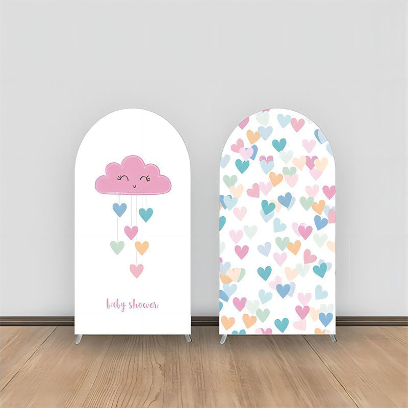 Lofaris Colorful Hearts Cloud Girl Baby Shower Arch Backdrop