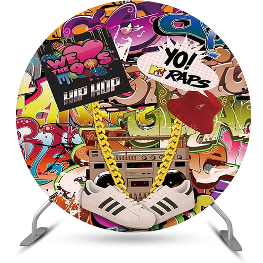 Lofaris Colorful Hip Hop Graffiti Round Dance Party Bacdrop