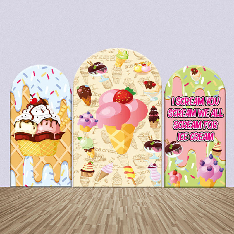 Lofaris Colorful Ice Cream Pattern Party Arch Backdrop Kit