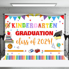 Lofaris Colorful Kindergarten Congrats Graduation Backdrop