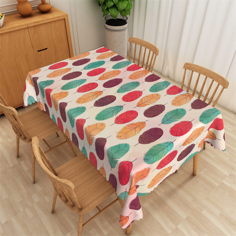 Colorful Leaves Pattern Step And Repeat Tablecloth - Lofaris
