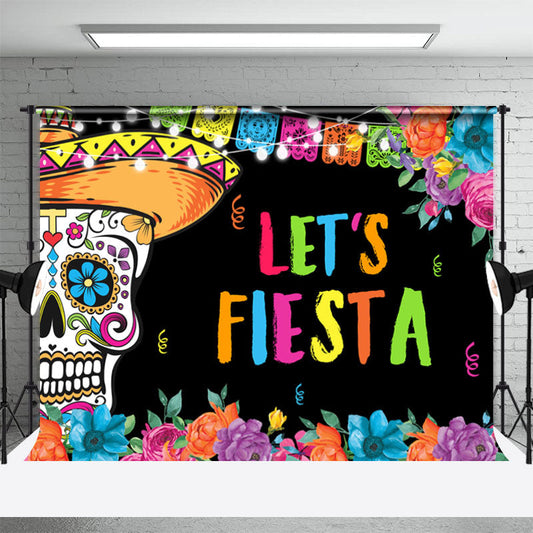 Lofaris Colorful Lets Fiesta Mexican Taco Party Backdrop