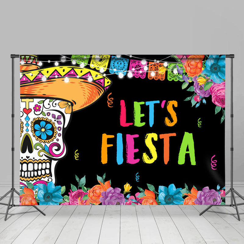 Lofaris Colorful Lets Fiesta Mexican Taco Party Backdrop