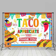 Lofaris Colorful Lets Taco Chili Thank You Party Backdrop