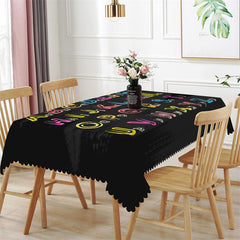 Lofaris Colorful Letter Cool Black Rectangle Tablecloth