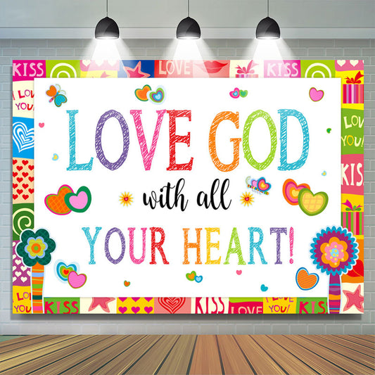 Lofaris Colorful Love Kiss Heart Valentines Day Backdrop