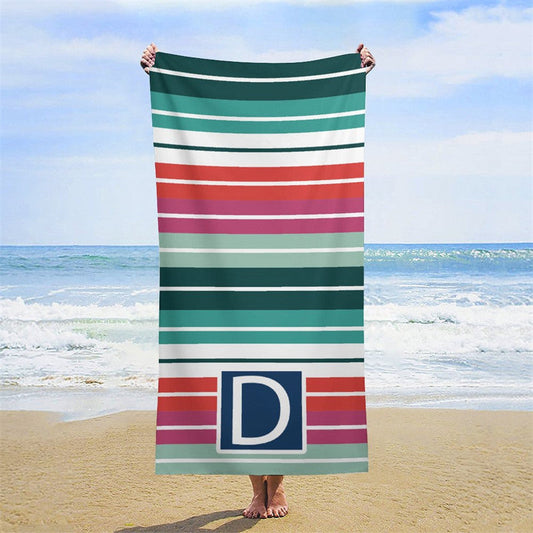 Lofaris Colorful Mexican Stripe Initials Custom Beach Towel