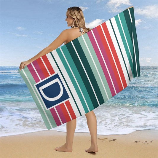 Lofaris Colorful Mexican Stripe Initials Custom Beach Towel