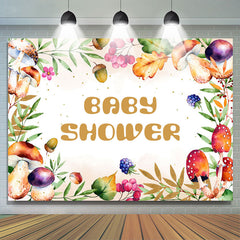 Lofaris Colorful Mushrooms Leaves Beige Baby Shower Backdrop