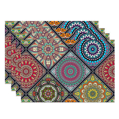 Lofaris Colorful Mysterious Tribal Plaid Set Of 4 Placemats