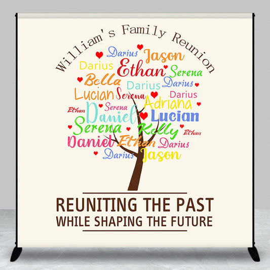 Lofaris Colorful Name Tree Custom Family Reunion Backdrop