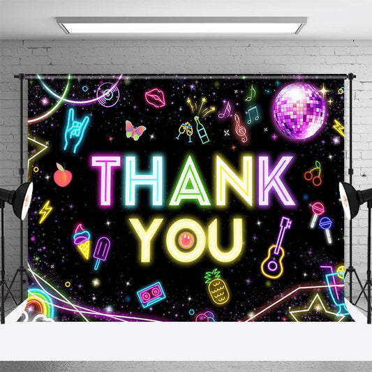 Lofaris Colorful Neon Light Star Rainbow Thank You Backdrop