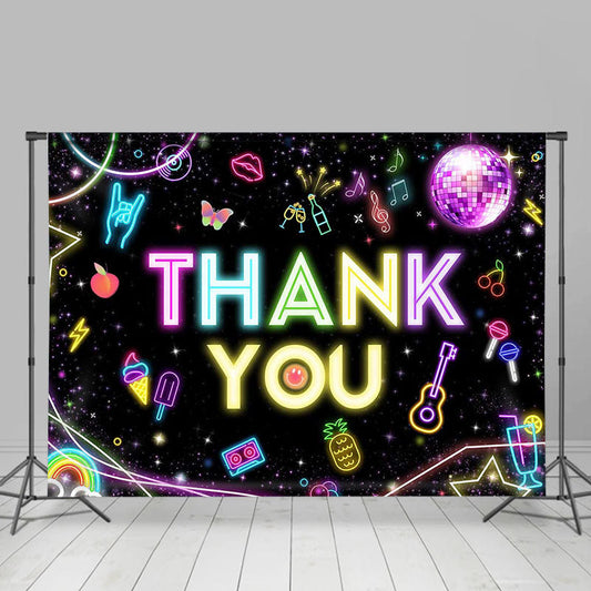Lofaris Colorful Neon Light Star Rainbow Thank You Backdrop