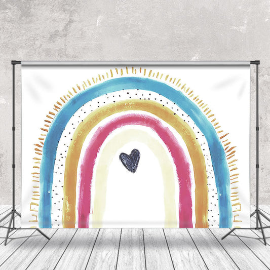 Lofaris Colorful Paint Rainbow Birthday Cake Smash Backdrop