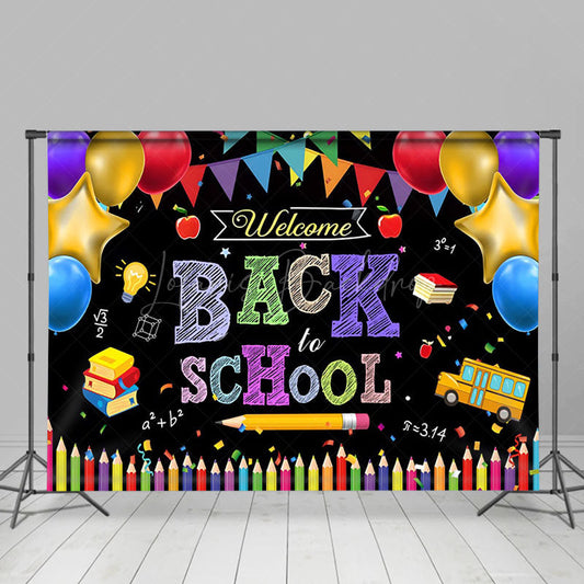 Lofaris Colorful Pencil Balloons Flag Back To School Backdrop