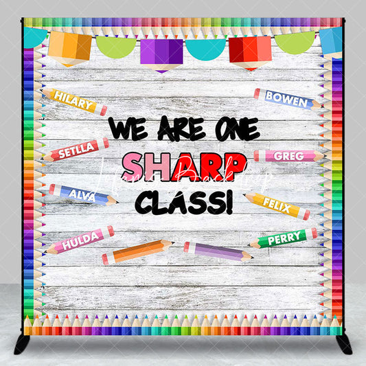 Lofaris Colorful Pencil One Sharp Class Custom Name Backdrop