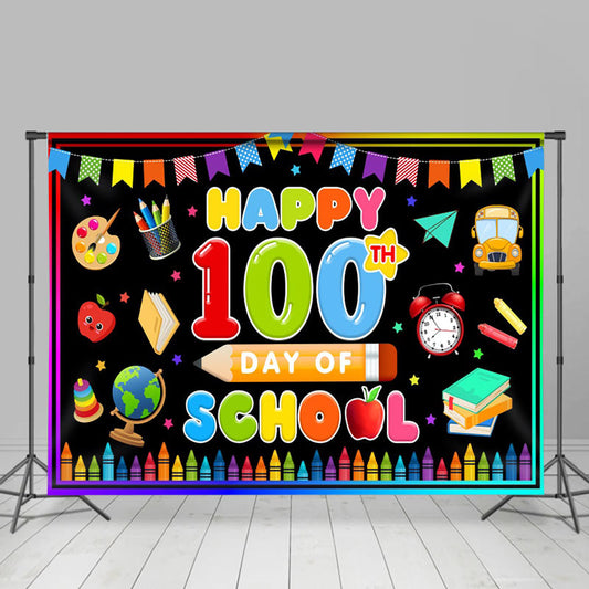 Lofaris Colorful Pencils Back To School 100th Day Backdrop