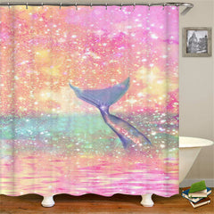 Lofaris Colorful Pink Glittering Mermaid Tail Shower Curtain