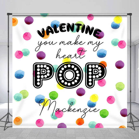 Lofaris Colorful Pop It Custom Name Valentines Day Backdrop