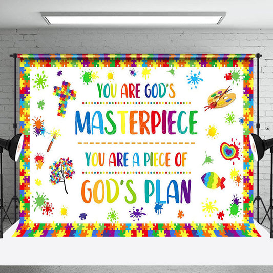 Lofaris Colorful Puzzle Painted Christian Gods Plan Backdrop