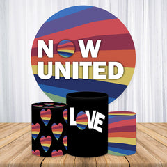 Lofaris Colorful Rainbow Now United Round Birthday Backdrop Kit