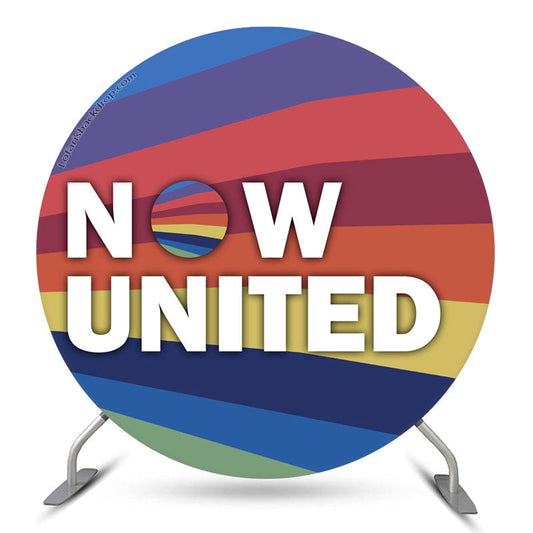 Lofaris Colorful Rainbow Now United Round Birthday Backdrop Kit