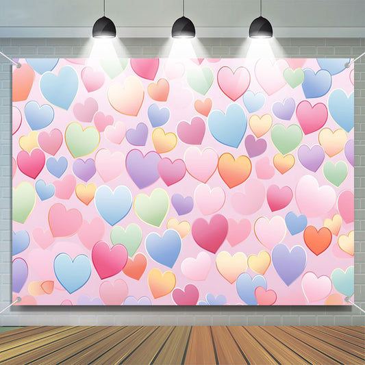 Lofaris Colorful Repeat Hearts Pink Valentines Day Backdrop
