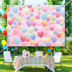 Lofaris Colorful Repeat Hearts Pink Valentines Day Backdrop