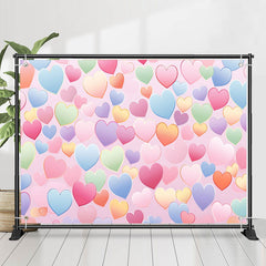 Lofaris Colorful Repeat Hearts Pink Valentines Day Backdrop