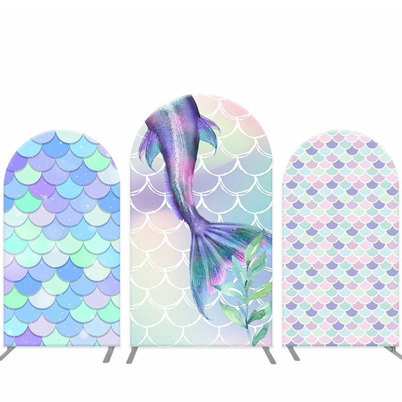 Lofaris Colorful Scale Mermaid Tail Party Arch Backdrop Kit