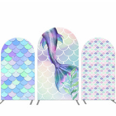 Lofaris Colorful Scale Mermaid Tail Party Arch Backdrop Kit